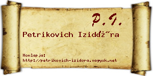 Petrikovich Izidóra névjegykártya